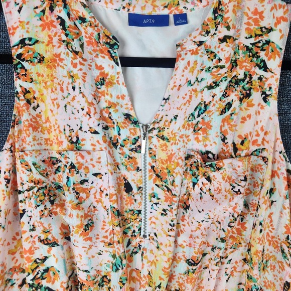 APT.9 Colorful Print‎ 1/4 Zip Pocket Sleeveless Dress L - Picture 4 of 9